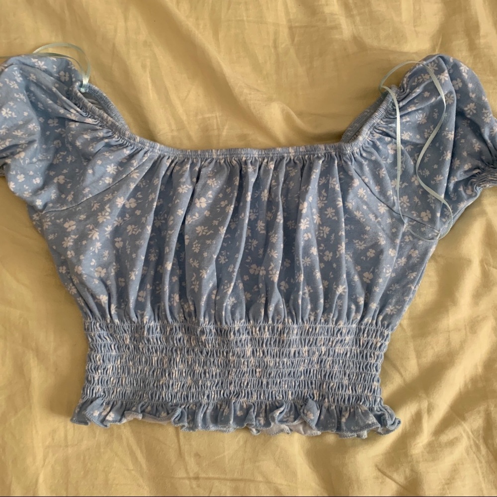 Pacsun Blue Floral Crop Top